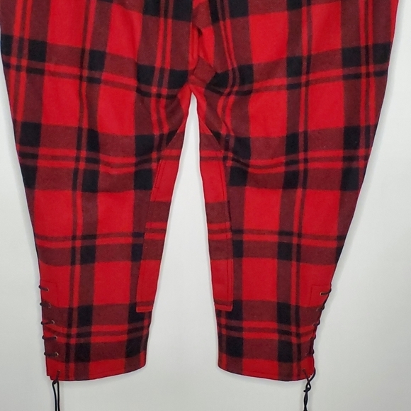 Banana Republic Plaid Riding Pants Size 18 Wool Blend Button Fly Ankle Ties - Picture 8 of 16